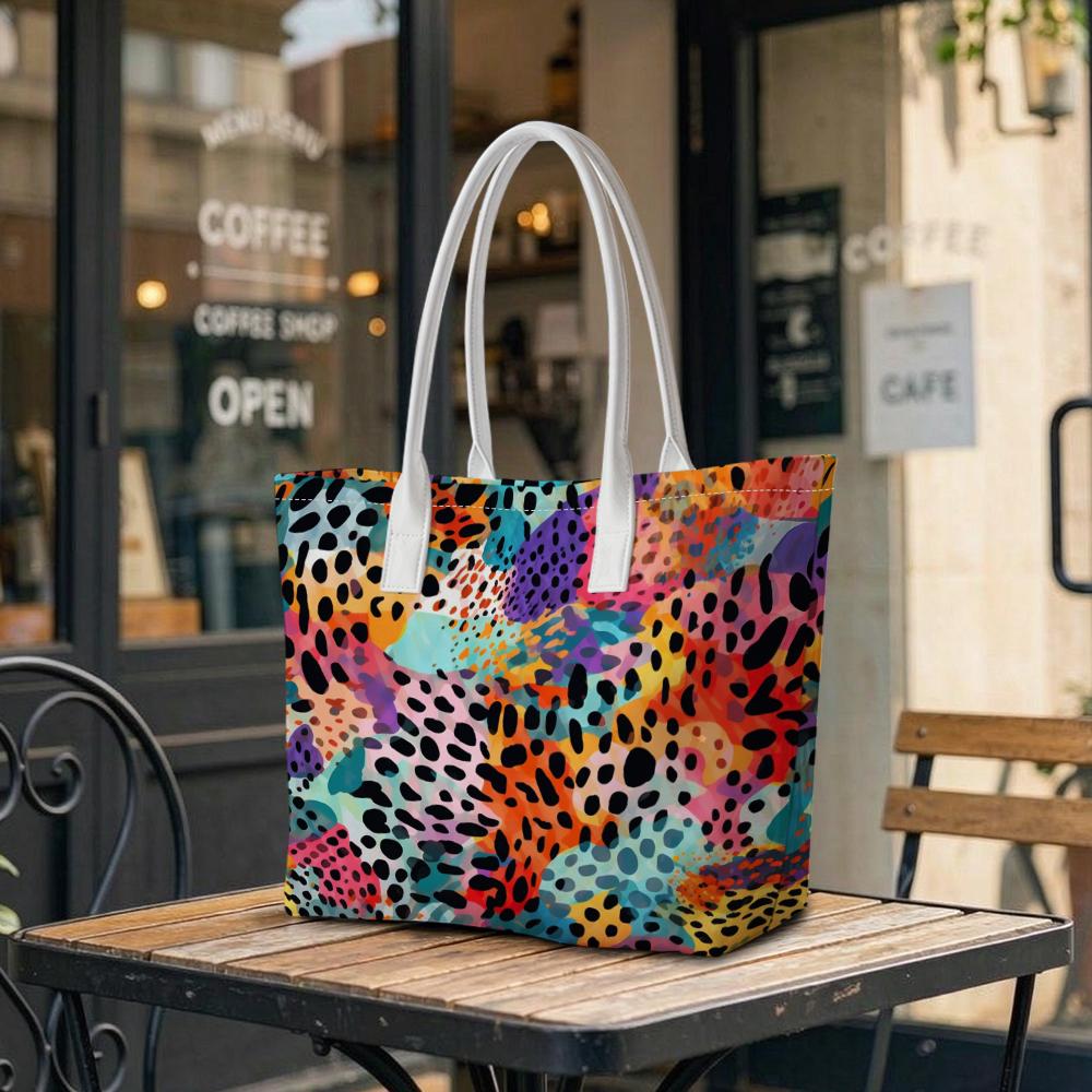 Colorful Leopard Print Tote Bag Fashion Casual Shoulder Bag for Women Daily Use