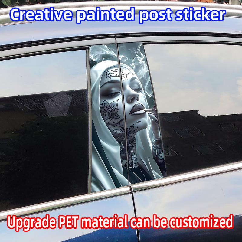 Gothic Nun Sister Car Halloween Sticker Auto B-pillar Car Center Column Decor Cover Scratches Waterproof Vinyl Decal Accessories