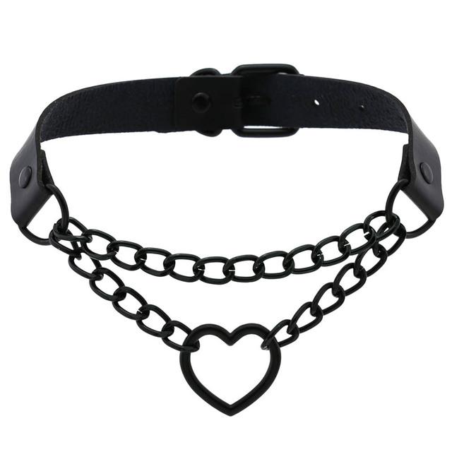 Colier Vintage Sexy Harajuku cu Pandantiv Lanț din Piele PU Femei Bărbați Punk Gotic Choker Negru Declarație Jocuri pentru Adulți Jucării pentru Adulți