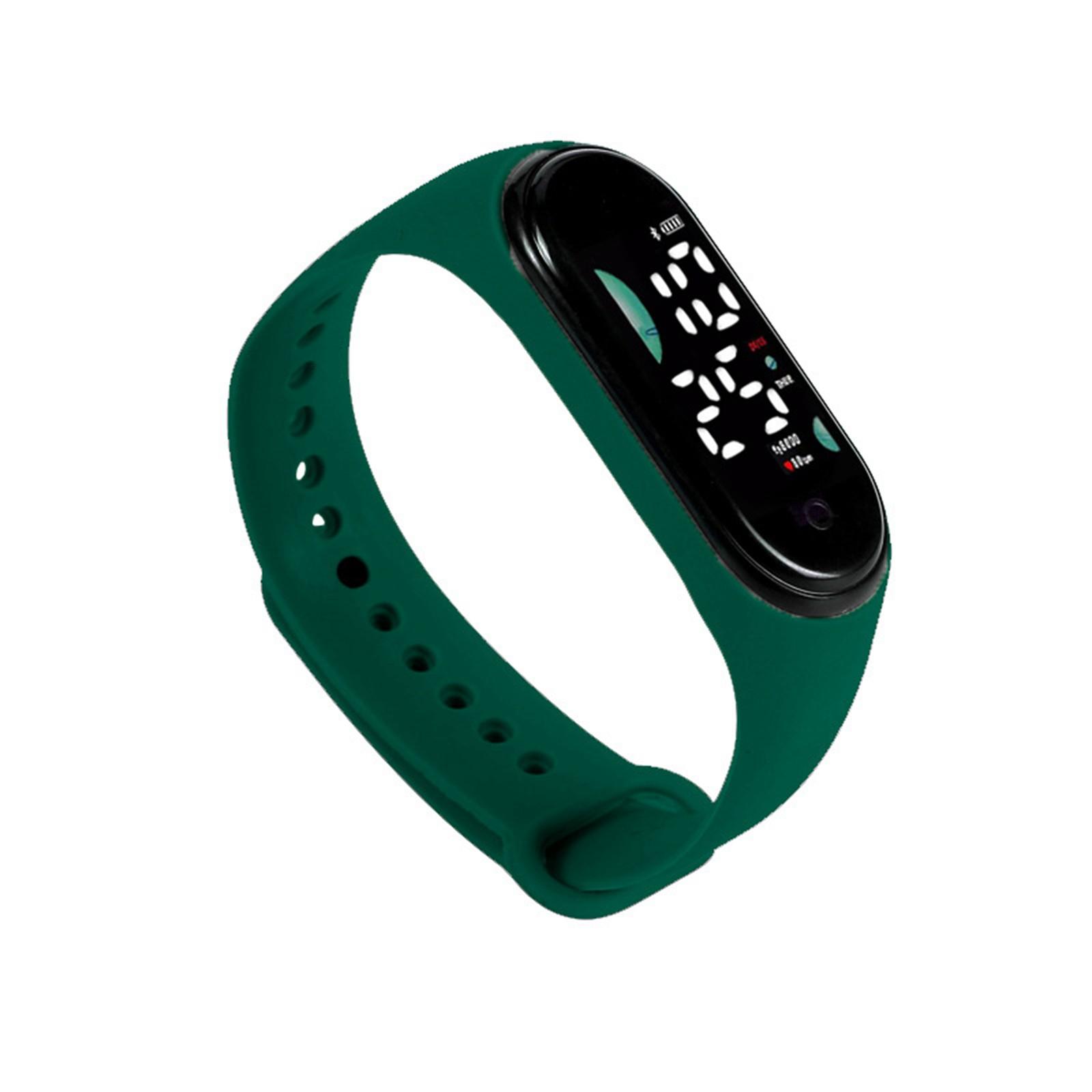 

Детские часы, подходящие для студенческих уличных электронных часов, время отображения экрана часов One Size темно-зеленого