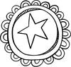 Printtoo Doodle Star In Circle Design Round Wooden Rubber Stamp Diary Card-2