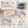 Bear Printed Pencil Pouch Multi-Layer Pencil Case Stationery Bag  School Supplies