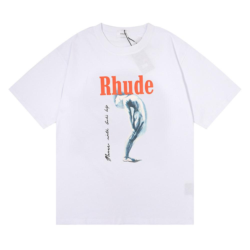 Grenzüberschreitende europäische und amerikanische Trendmarke RHUDE Kunst abstraktes Design bedrucktes kurzärmeliges T-Shirt für Männer und Frauen Paare High Street locker