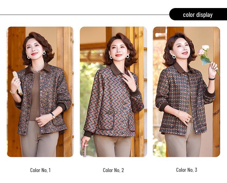 Autumn 2026 Floral Print Loose Coat for Middle-Aged and Elderly Women