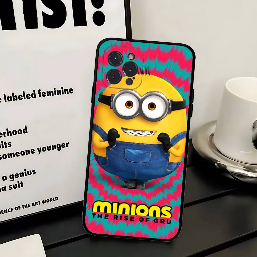 

Cartoon Anime Yellow M-Minions Phone Case For Iphone 16 15 17 13 14 12 11 Pro Max Plus Black Shell Cover Case iPhone 17 Air