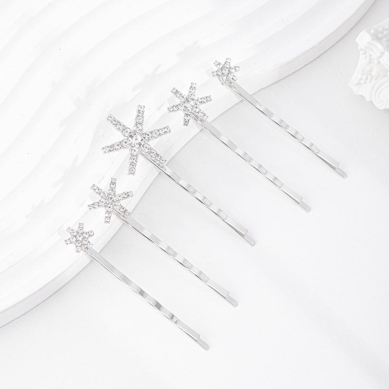 Alloy Snowflake Headgear Rhinestone Jewelry Fashion Autumn and Winter Ladies Diamond Hairpin Set