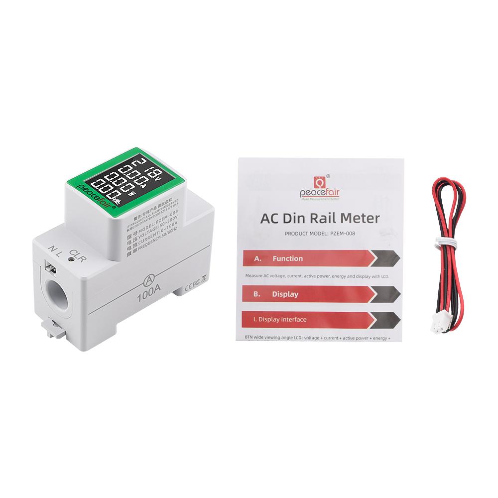 AC50-300V/100A Voltage And Current Test Meter Tester AC Digital Display Multi-function Rail Meter