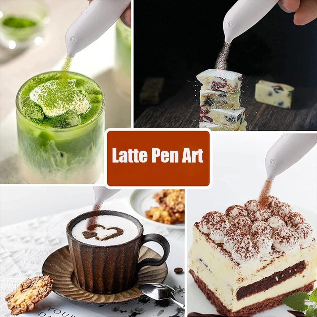 DIY Elektryczny Długopis do Kawy, Długopis Latte Art do Cinnamon Cake Desserts Cukier Drobny Mielony Kawowy Przyprawy, Akcesoria Do Kawy Barista