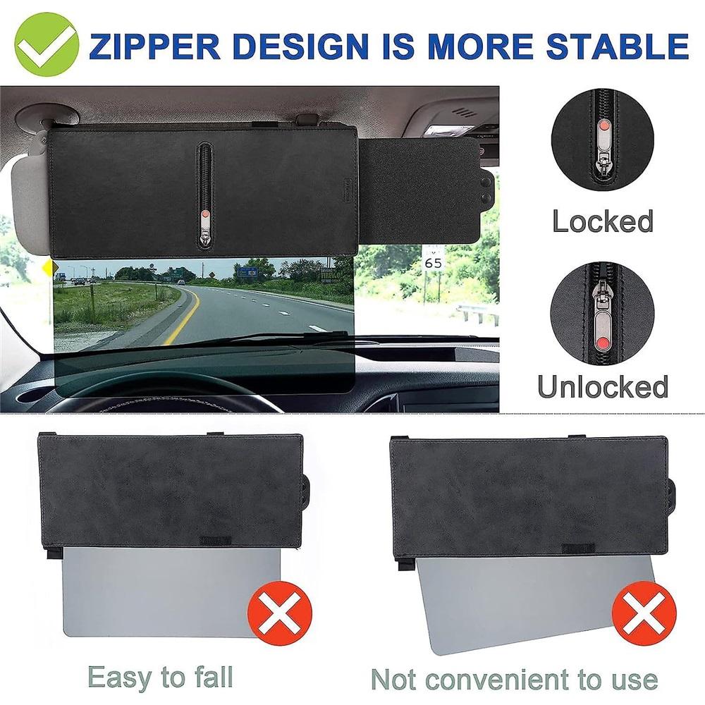 Sun Visor For Car With Zipper Slider, Upgraded Uv400 Car Sun Visor Extension With Pc Lens And Side Sunshade,anti-glare Car Visor 31x13cm