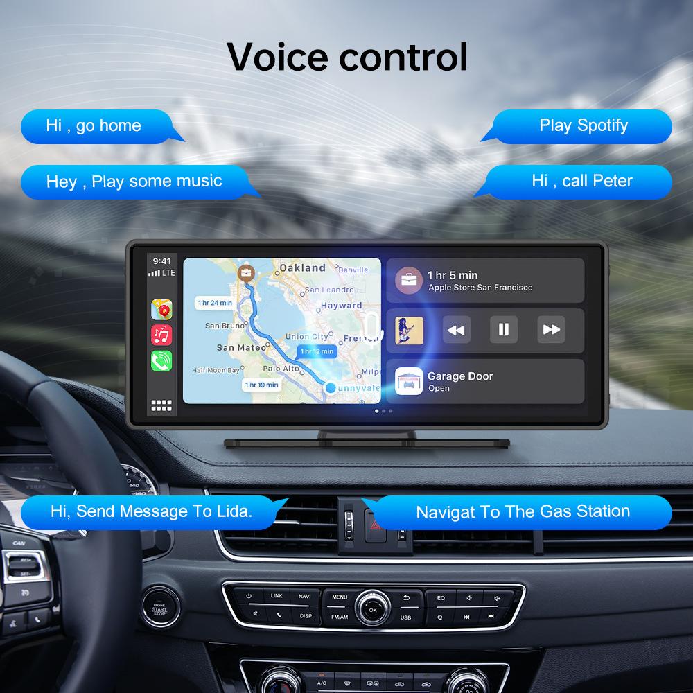 3-lens Dashcam, 10.26" HD Wireless CarPlay Car Navigation GPS.