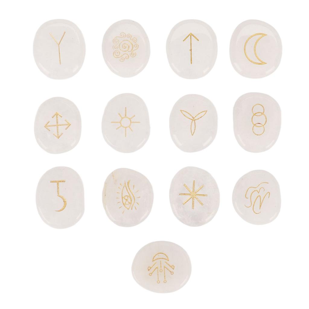 13 Pcs Rune Stone Set Empower Mind Promote Clear Thinking Crystal Runes Healing Stones for Yoga