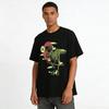 Fierce Sword-Wielding T-Rex Graphic Print Short Sleeve T-Shirt Pure Cotton T-shirt