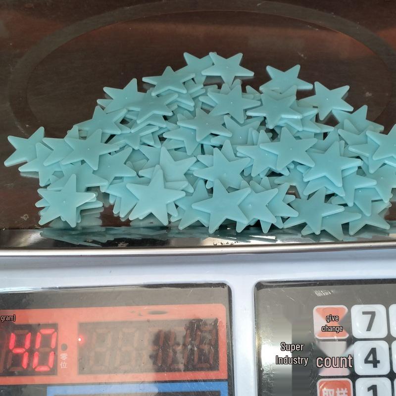 Luminous Star Wall and Window Stickers - Fluorescent 5-Point Stars with 3D Fridge Magnets