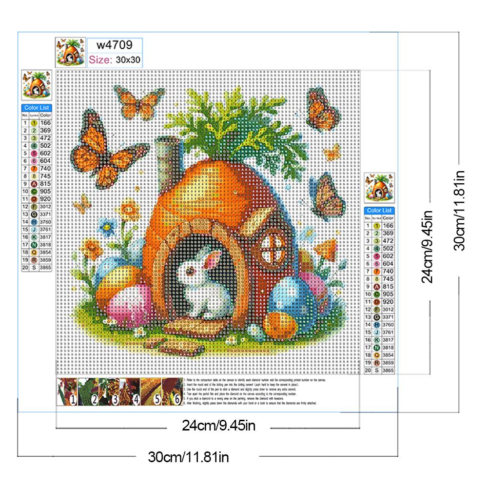 5D DIY Full Round Drill Diamond Painting Easter Kit Home Decor Art Craft 30x30cm