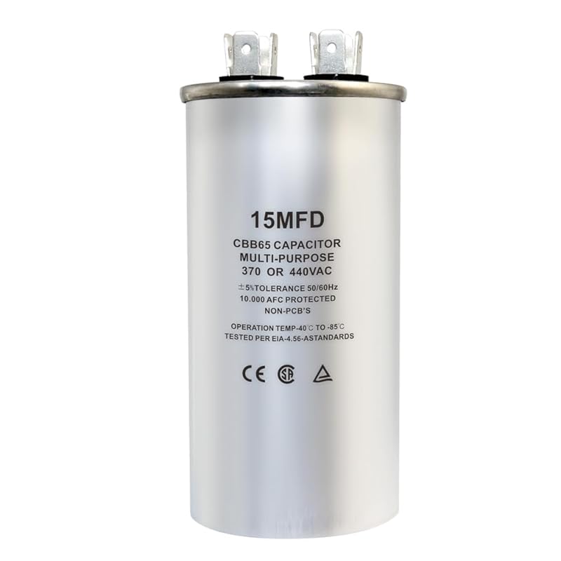 CBB65 Circular Run Capacitor, 450VAC 5 uf/MFD 50/60Hz Round Start Capacitor - Very Suitable for Air Conditioning, Fan Capacitor, Etc. (5 Uf)