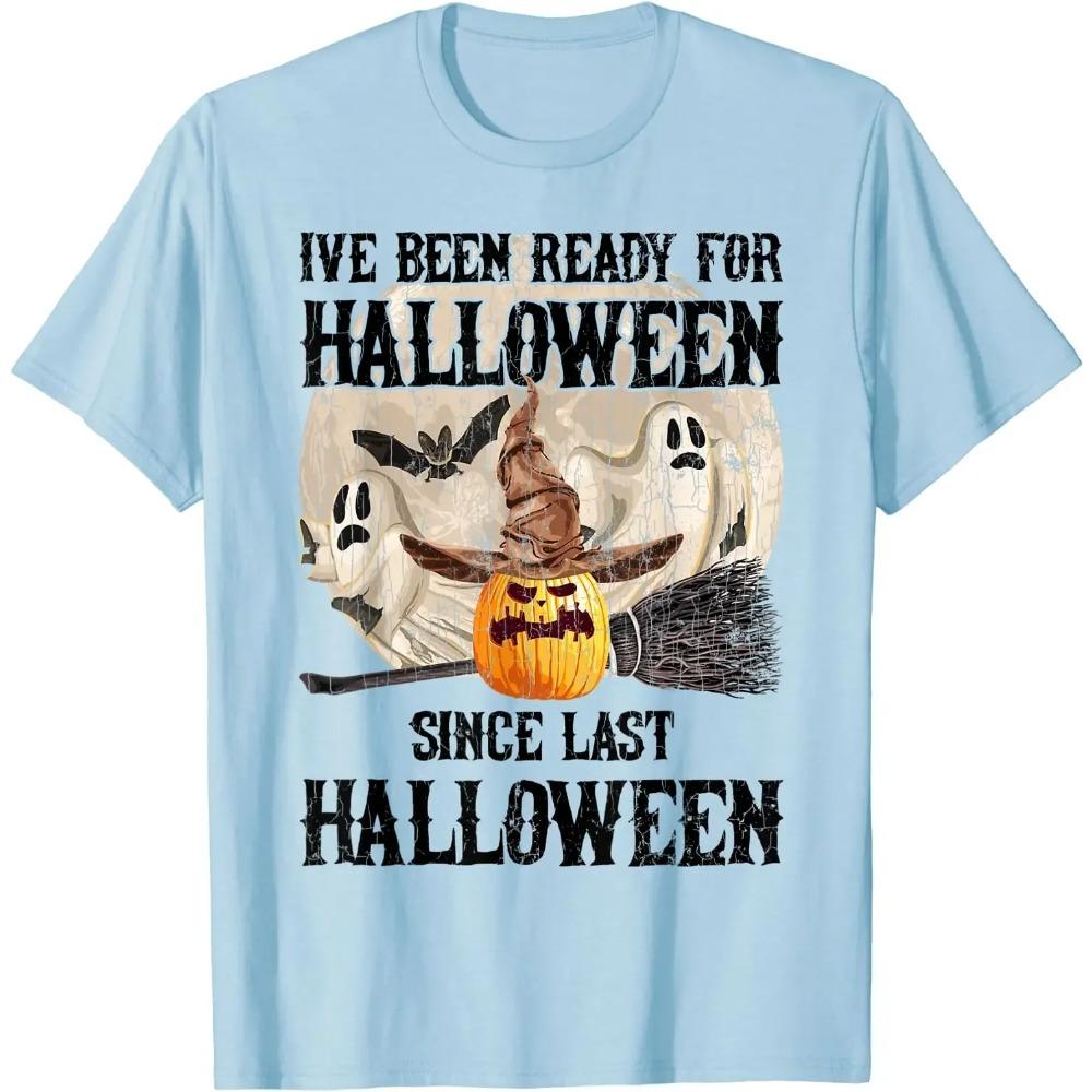 I've Been Ready for Halloween Funny Ghost Skeleton Graphic T-Shirt Casual  Daily Four Seasons Men Clothing Tees
