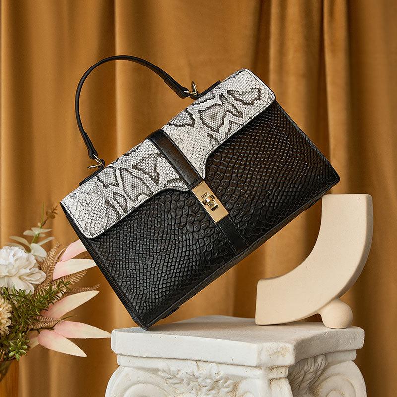 Big crocodile pattern shoulder bag generation niche leather women's bag high quality snake pattern handbag