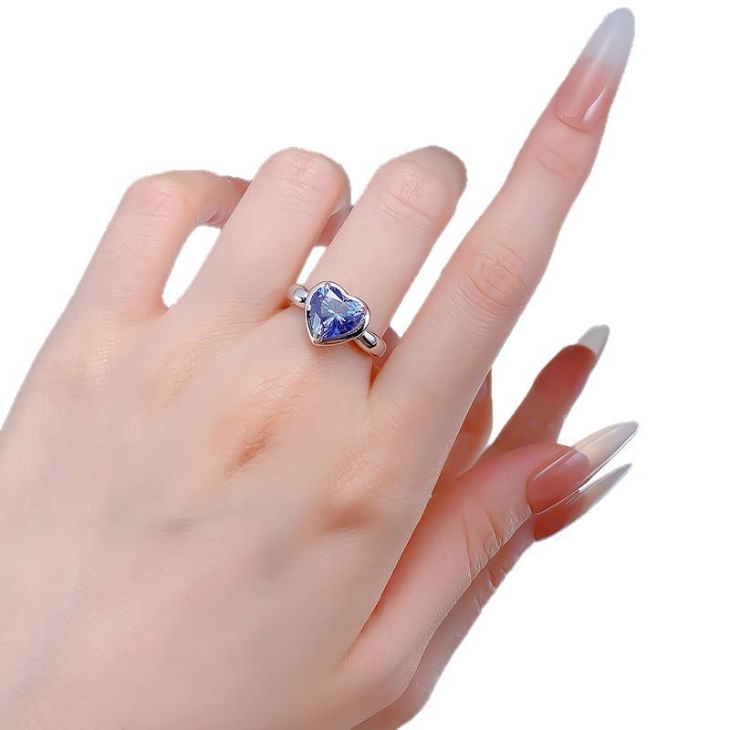 3 Carat Heart Of The Ocean Tanzanite Love Ring Summer Hot Push