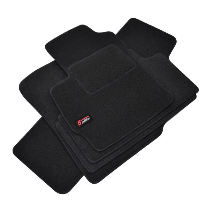 Tapis de sol - Logo - Mazda 5 - Velours noir - 5 pièces - Antidérapant - Sur mesure