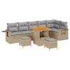 Ensemble de Canapé de Jardin 9 pièces avec Coussins Beige Rattan Poly Acacia, Ensemble de Salle à Manger de Jardin 3 pièces 3361762