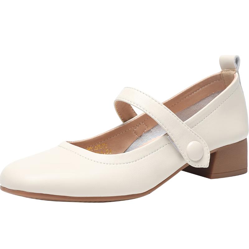 Women s Elegant Square Toe Chunky Heel Mary Jane Shoes 36