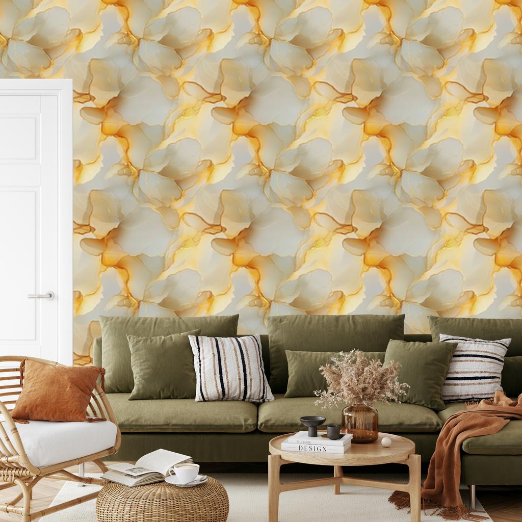 Ink wallpaper beige, gold, cream and light gray 50x1000
