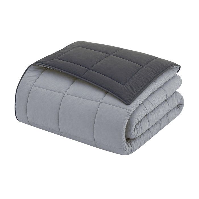 CALGARY - Couette Chaude Microfibre 400gr/m² - Gris & Argent - 220 x 240 cm