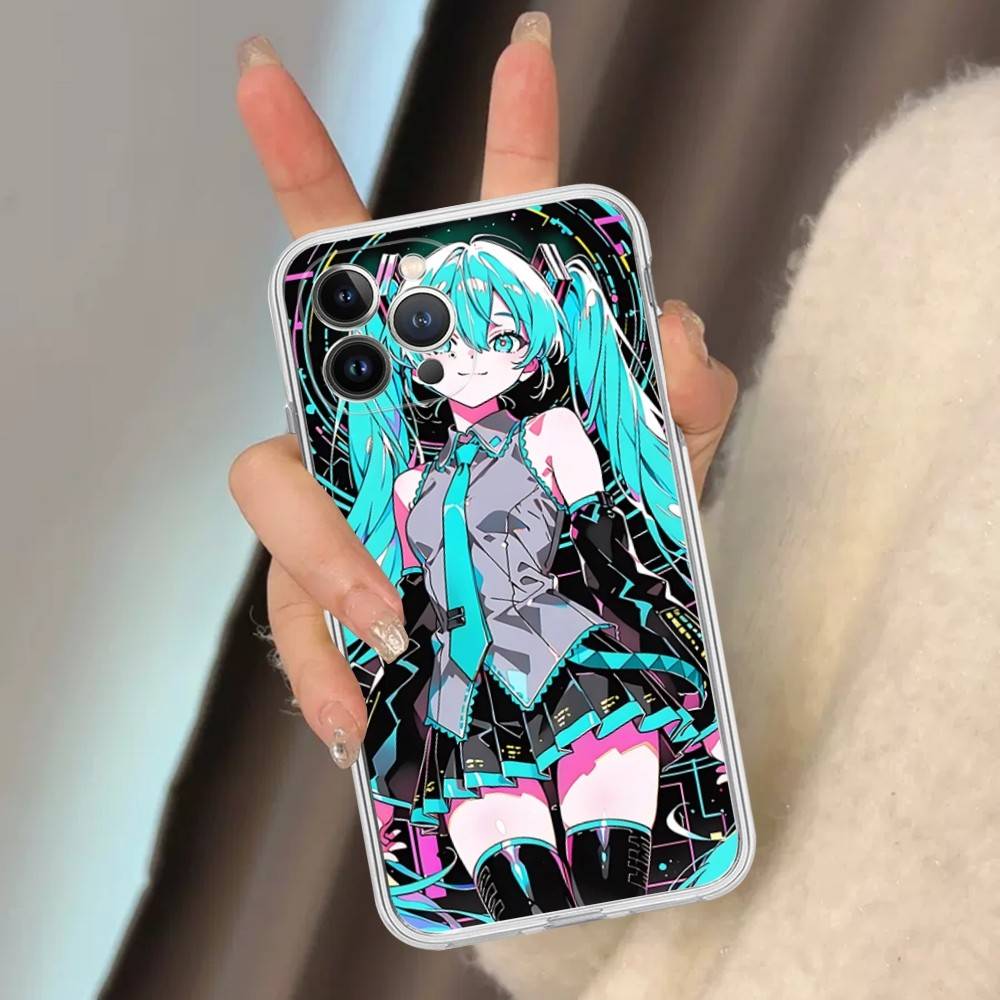 Hatsun M-MikuES Anime Für IPhone 11 12 13 14 15 16 17 Pro Max Plus 13 Mini Silikon Weich Transparent Rückseite