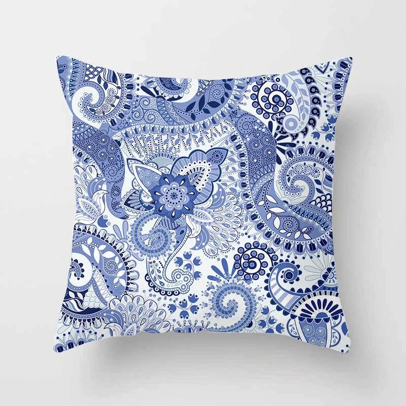 Office Living Room Home Pillowcase Luxury Geometric Blue Print Pillowcase Car Ornaments