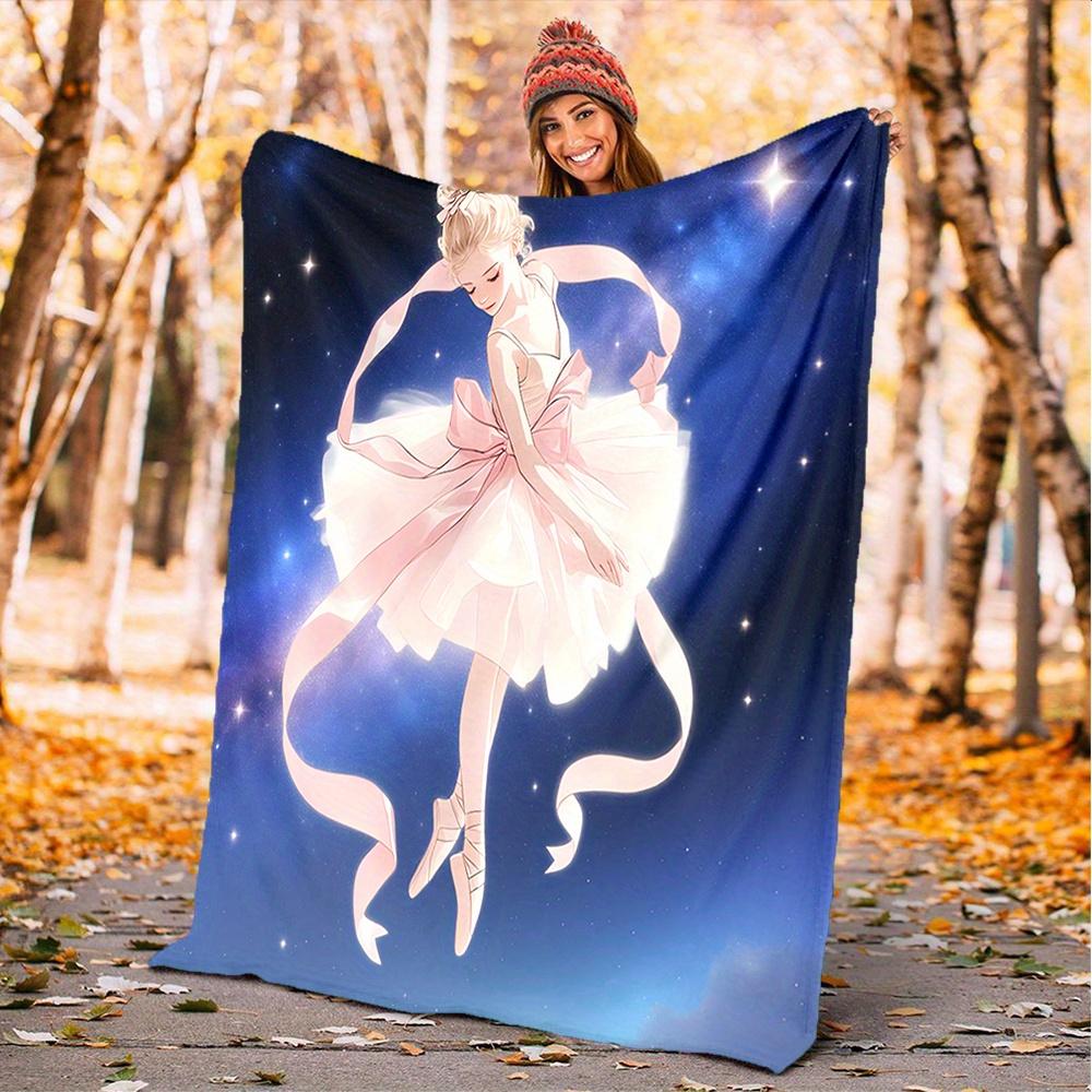 1pc Dancing, Celestial, Graceful Digital Printed Flannel Blanket, Super Soft Plush Fleece Bed Cover, Multipurpose Four Season Blanket for So