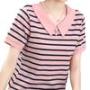 Summer Striped Short-sleeved T-shirt Women's 2025 New Middle-aged Women's Large-size Undershirt Lapel Loose Top