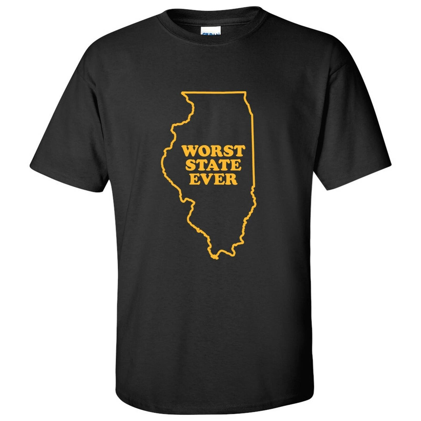 Illinois Worst State Ever Basic Cotton T-Shirt - Black S