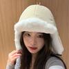Retro Thickened Ear Protective Hat Windproof Plush Cycling Hat Korean Style Big Head Circumference Women Hat Ladies