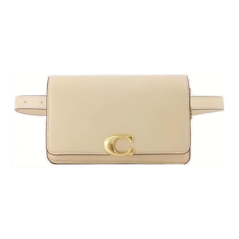 COACH Bandit 19 solid color letter logo logo nameplate cowhide belt bag women's off-white