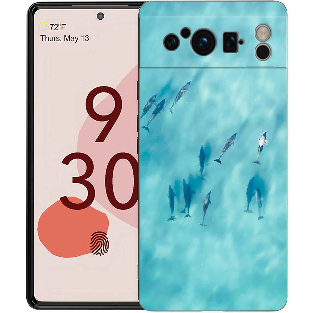 Pretty Blue Sea Fashion Phone Case For Google Pixel 10A 10 9 8 7 6 Pro XL 9A 8A 6A 7A 5G Soft Shockproof TPU Black Cover