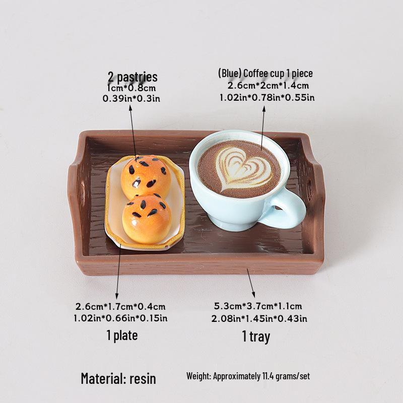 Miniature Pastry Models & Coffee Cup Ornaments for Dollhouse Scene Decorations