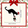 Fun Charming Cat Shaped Christmas Door Corner Decoration-Rustic Imitation Wood Perfect For Holiday Atmosphere