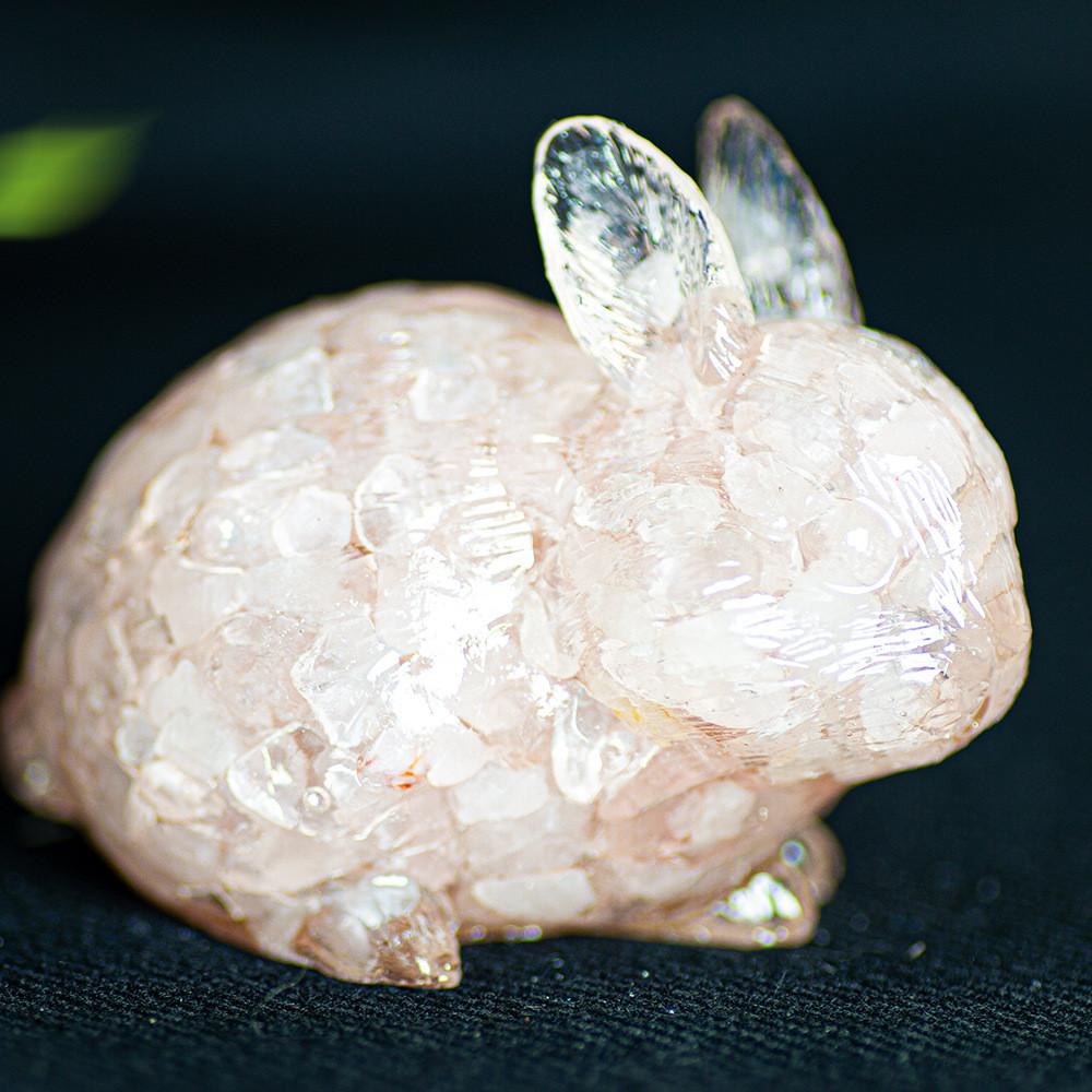 Natural Crystal Resin Bunny Figurine For Home Decor And Gift Giving