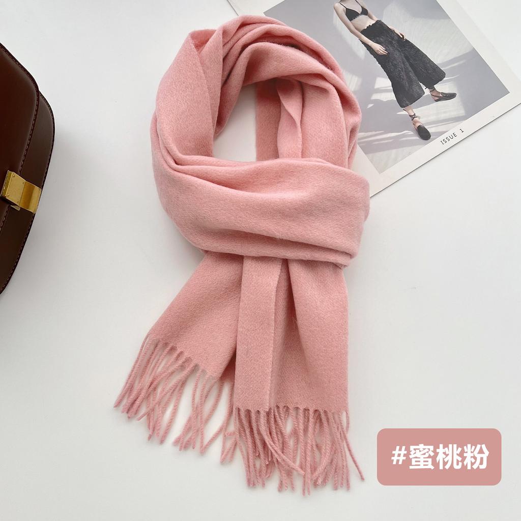 New solid color wool scarf autumn and winter versatile warm scarf couple atmosphere shawl