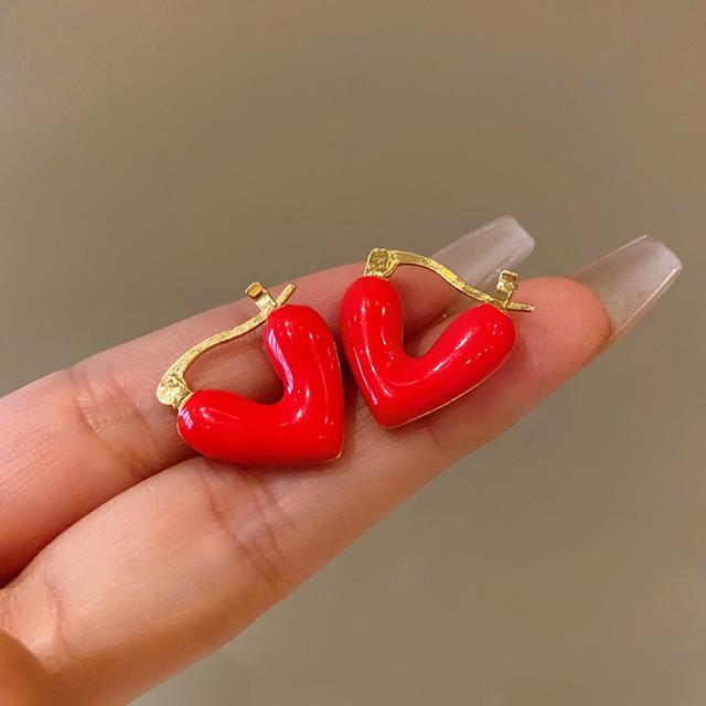 

Серьги-кольца Heart Drip Oil Ear Buckle Korea Sweet All-matching Temperament, изящные, высококачественные, новые, позолоченные ювелирные изделия