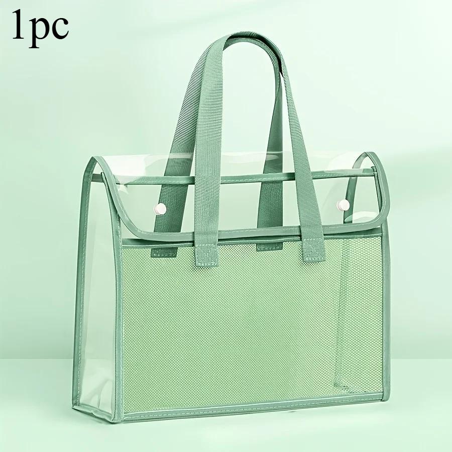 Большая емкость Портативный Прозрачный Ручной Папка Раскладывающийся Файл Хранение Сумка ПВХ Самоклеящийся Файл Сумка Документ Органайзер