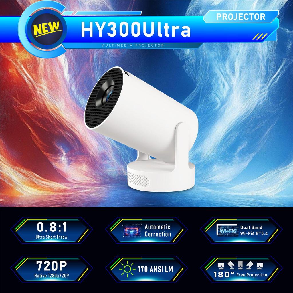 Best-Selling YG300 Yellow-White Mini Portable Projector with Mobile Screen Mirroring for Home Entertainment.