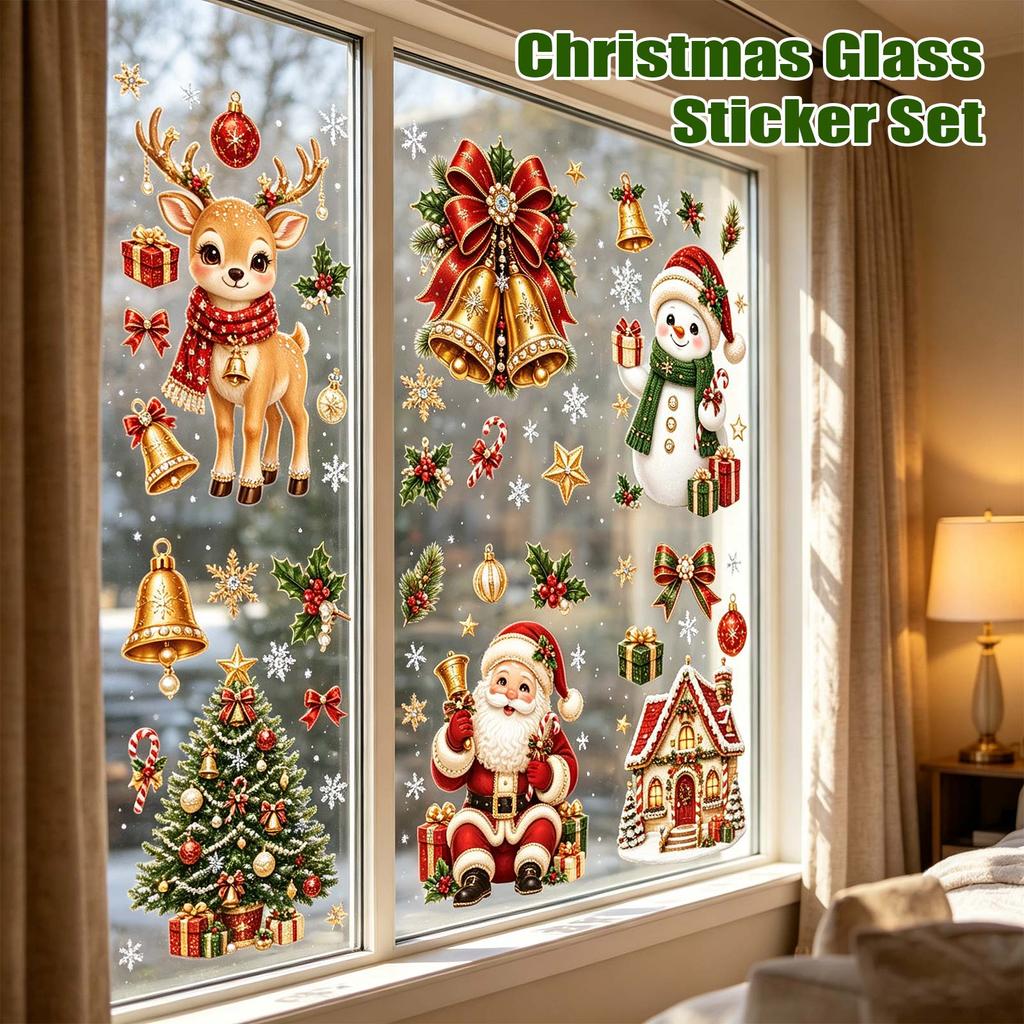 Christmas Window Stickers Set for Glass - Festive Holiday Decals for Home Decor