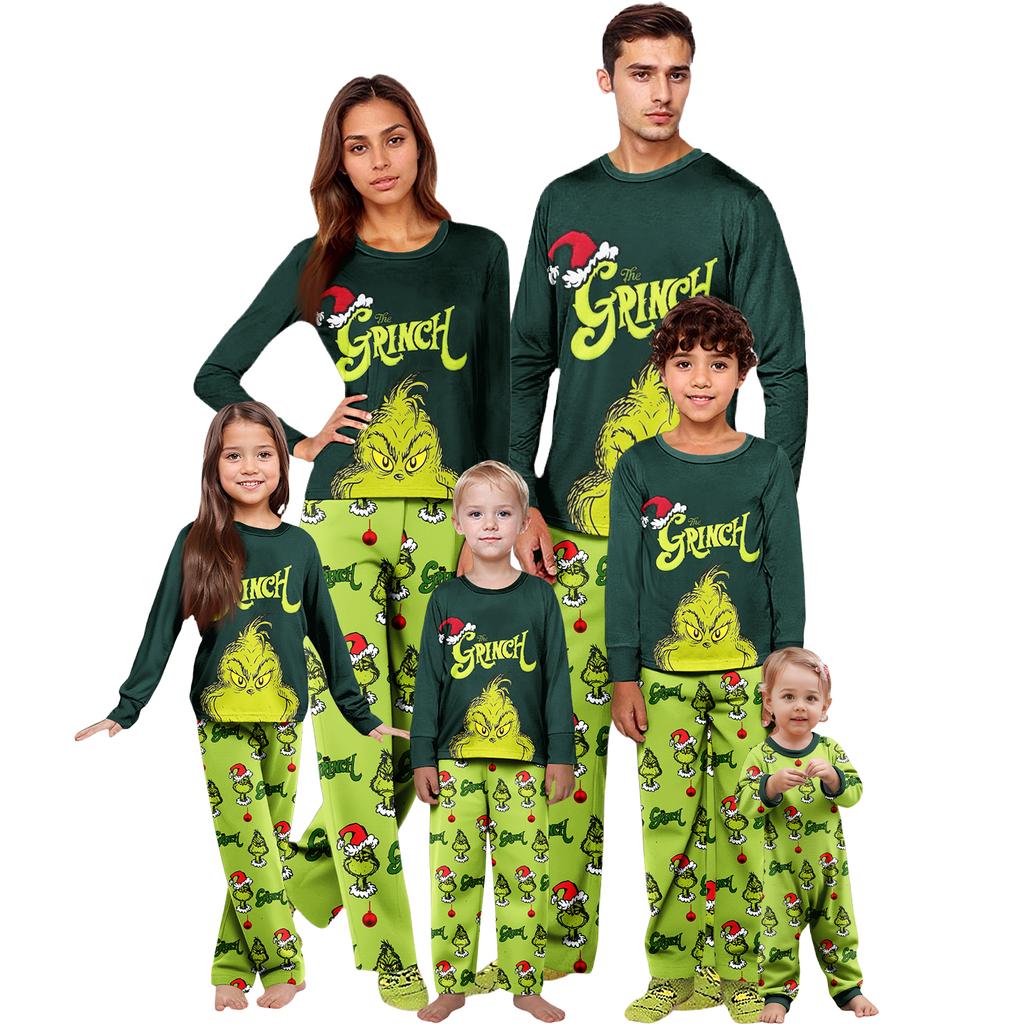 Christmas Print Cute Family Set Pajamas, Home Clothes, Family Set Long Sleeve Top Pants Set