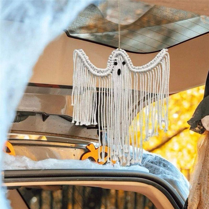 M-Modern-2PCS Halloweenparty Macrame Wall Hangings Witchy Spooky Home Decor Dark Academia Gothic Boho Art