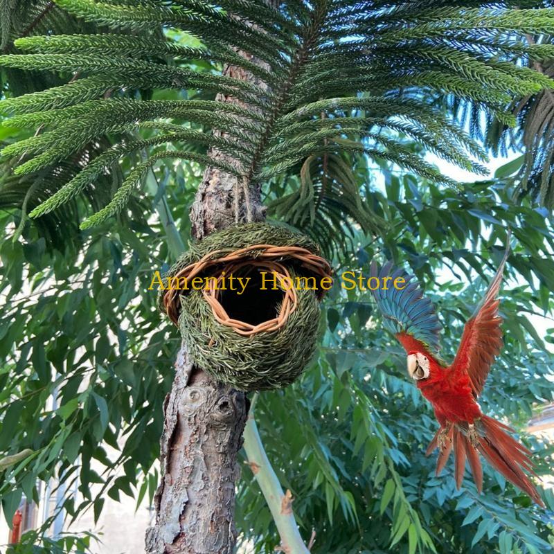 

F26C Hand Woven Hummingbird House Outdoor Bird Nest for Sparrow Hanging Finch Nest CN