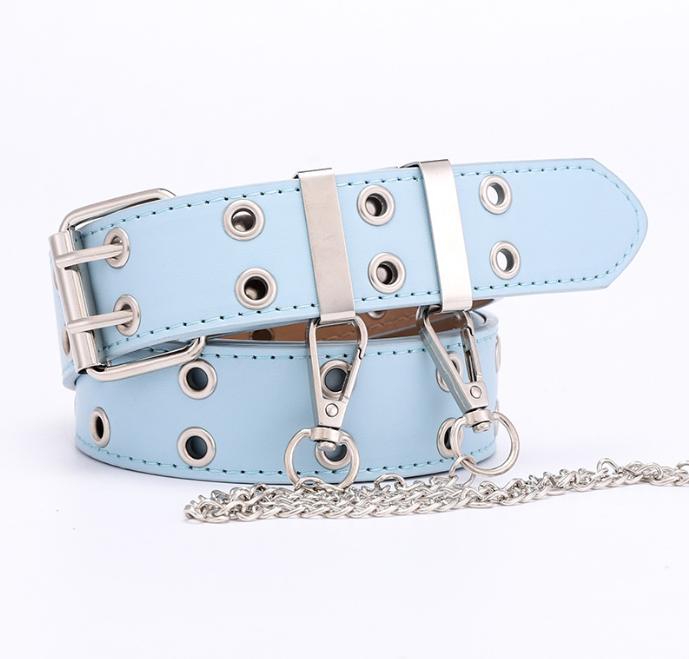 Fashion Alloy Women Belts Chain Luxury for Genuine Leather New Style Pin Buckle Jeans Decorative Ladies Retro Decorative Punk