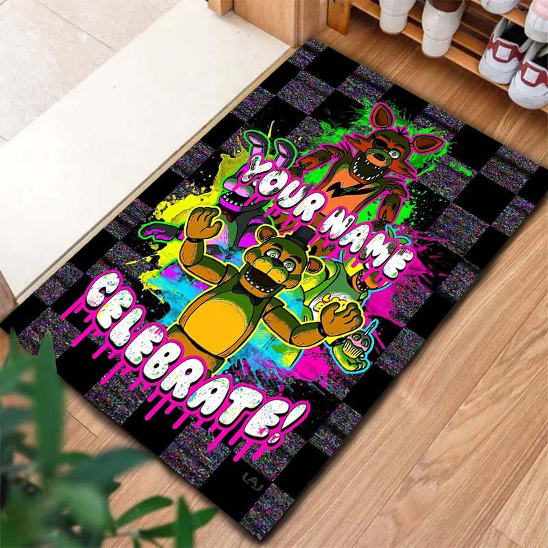 Fnaf Celebration Custom Name Carpet Rug For Living Room Bedroom Home Sofa Decoration Kids Play Nonslip Floor Mat