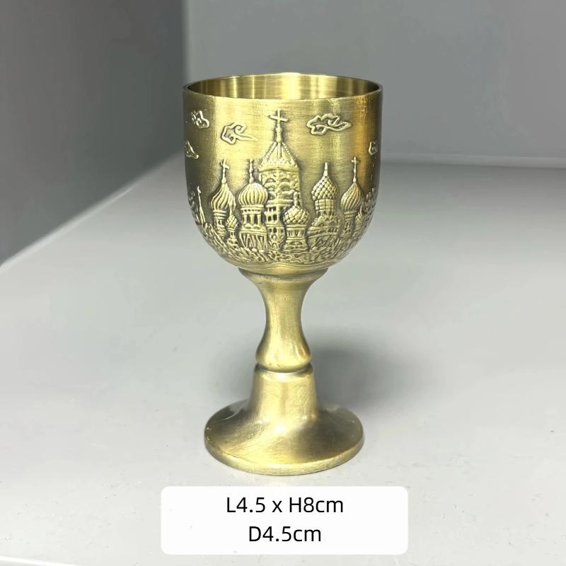 Light Luxury Engraved Bronze Wine Goblet – Vintage High Foot White Wine Glass for Home, Party & Bar