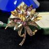 Sparkly Rhinestone Bouquet Brooches Elegant Zircon Jewelry Accessory Floral Corsage Pins  Women